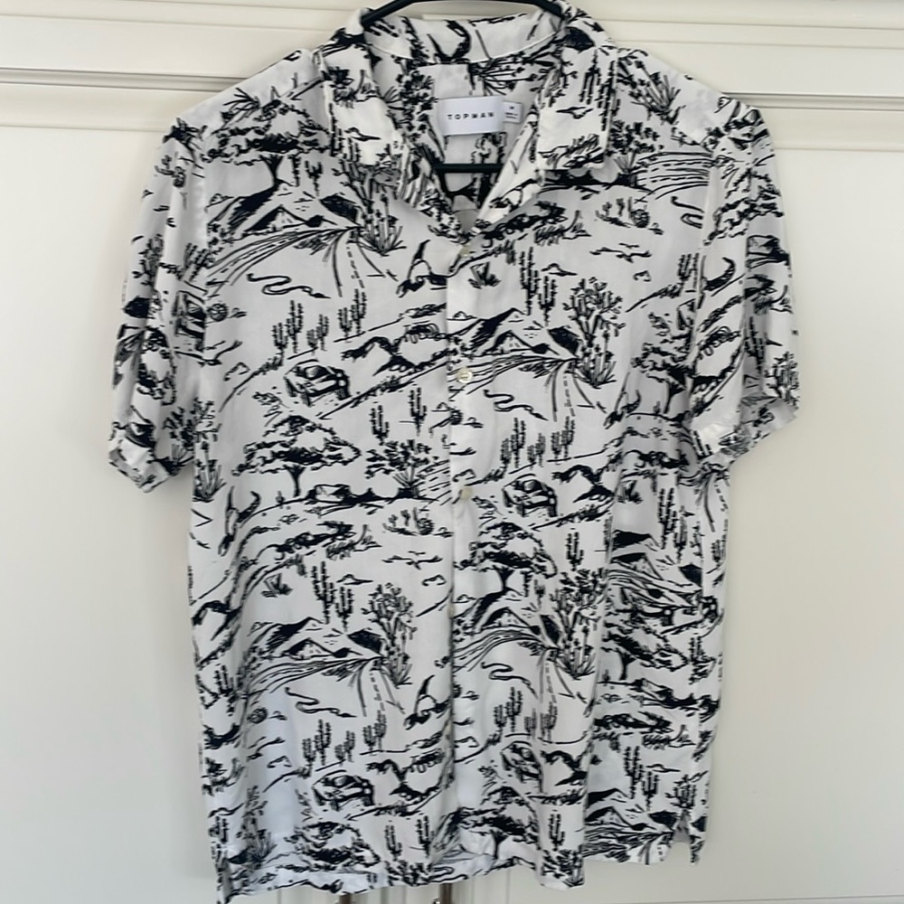 Topman short sleeve button down western print shirt